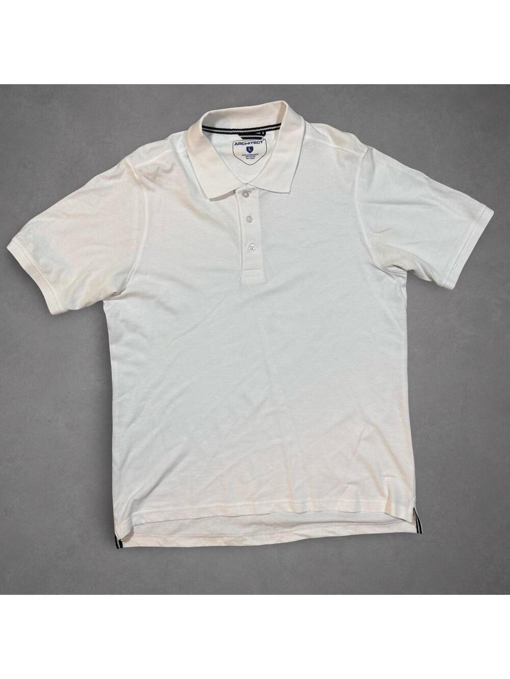 Architect White Cotton Polo Shirt Size L Minimal Preppy Golf Casual